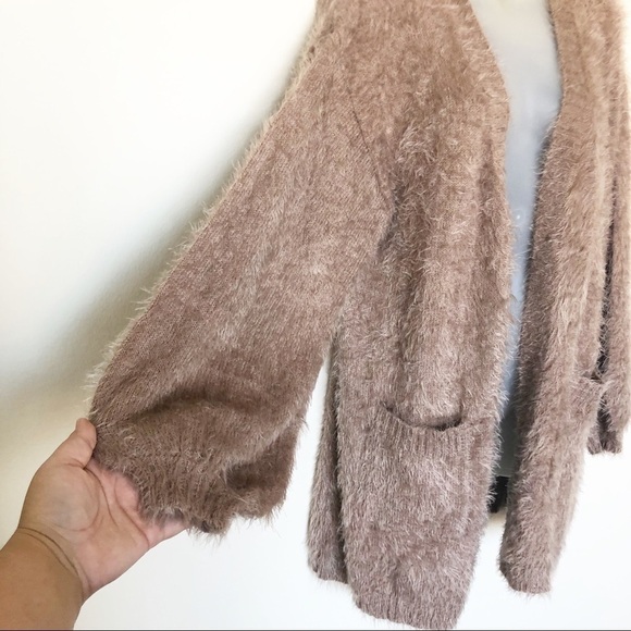 Somedays Lovin x Revolve Womens Colors of Dawn Taupe Eyelash Cardigan Size S - Picture 4 of 7